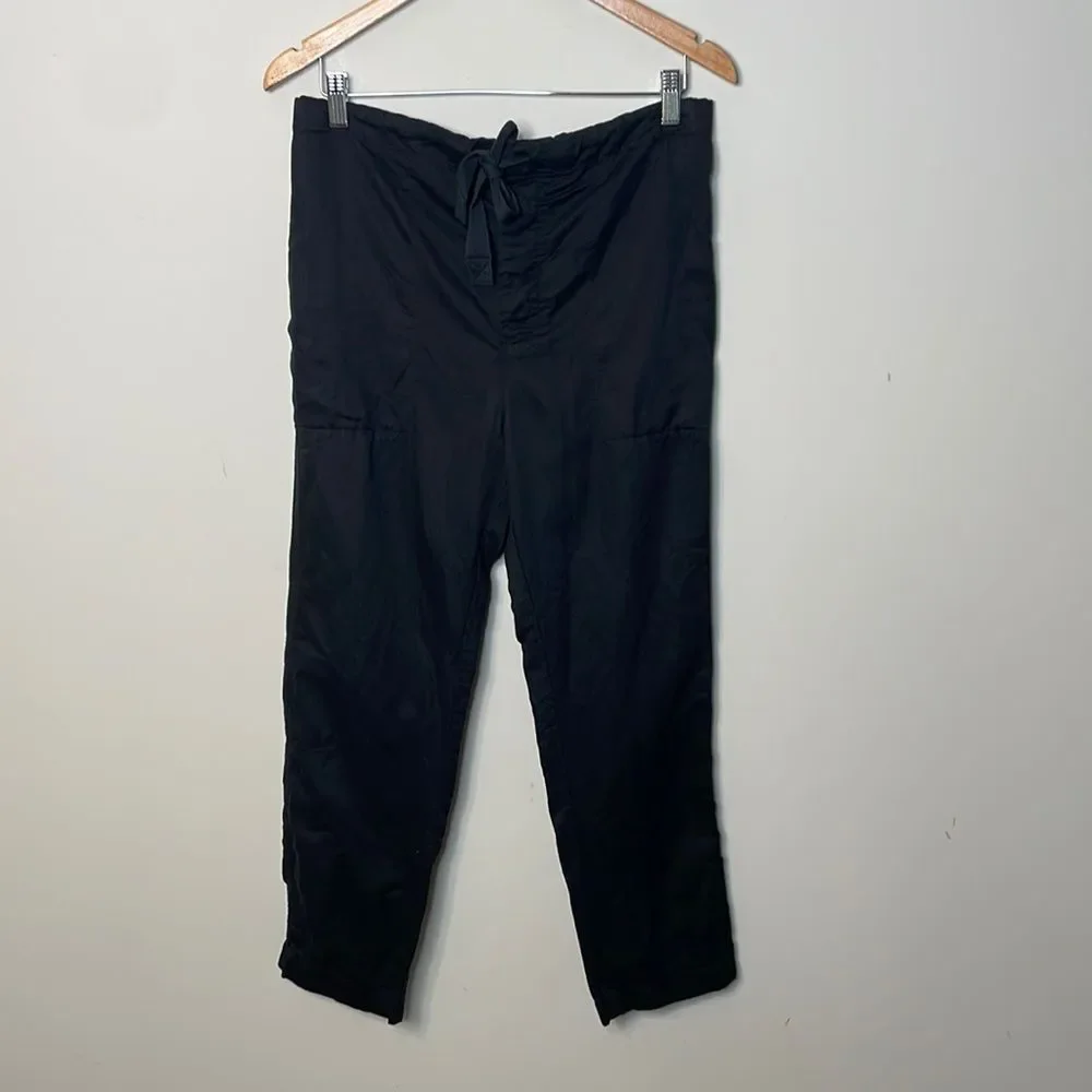 Wilfred Free Tie Waist Linen Blend Black Pants Small